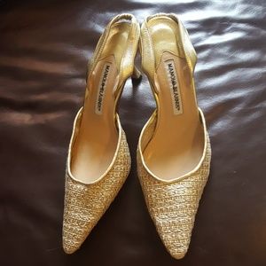 Gold and white Manolo Blahnik heels